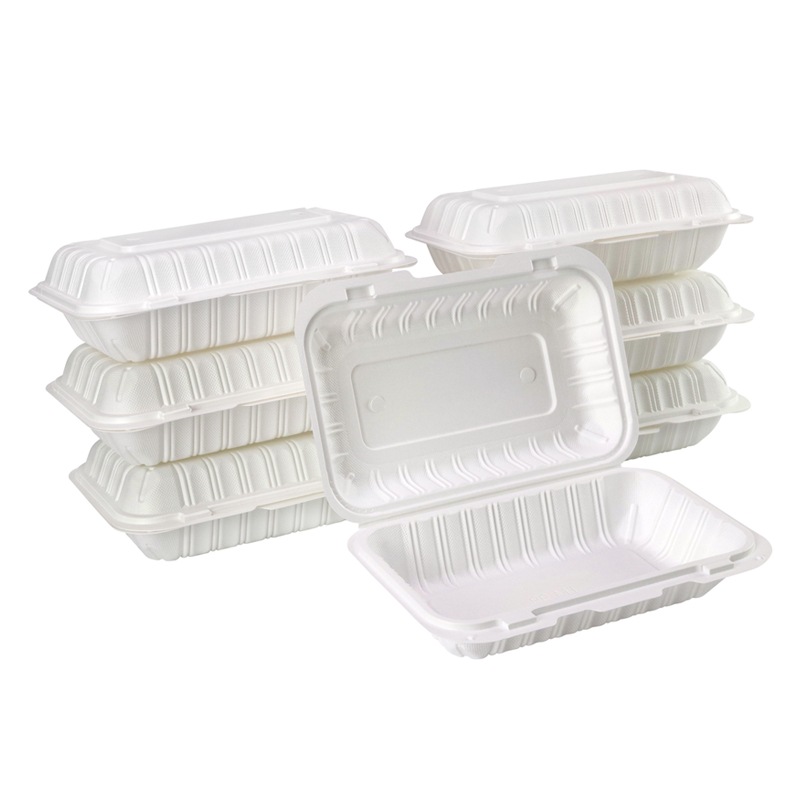 27oz.Mineral Filled PP White Hinge Container 8.8x5.7x2.7inches-150/case 206S