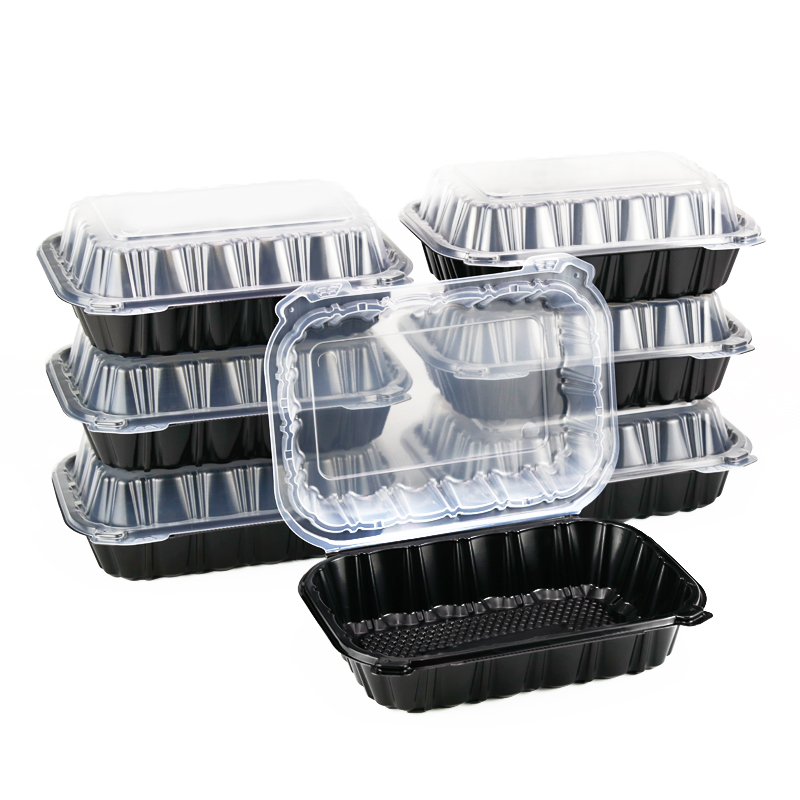 39oz.Dual Color Hinged Lid Plastic Container 9.1x7x3inches-100/case PLM963-1C