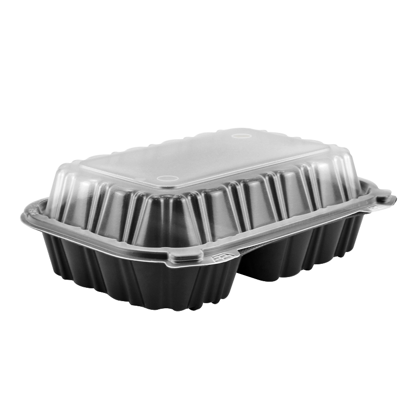 29oz.Dual Color Hinged Lid Plastic Container 9.1x7x3inches-100/case PLM963-2P