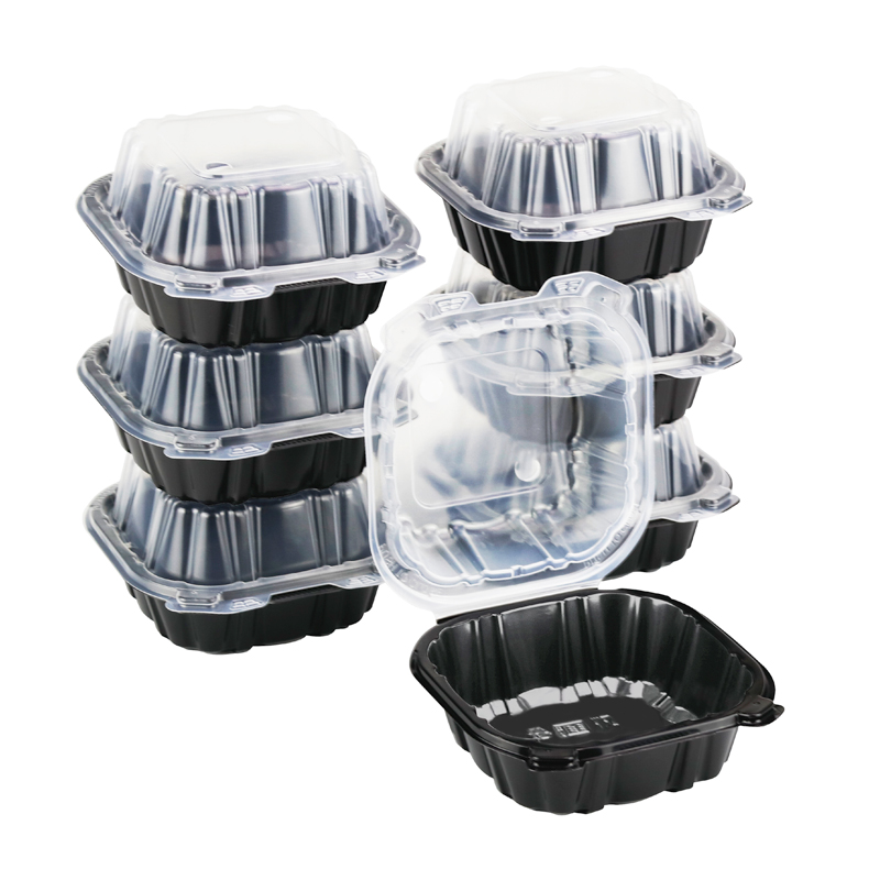 18oz.Dual Color Hinged Lid Plastic Container 5.8x6.2x3inches-250/case PLM663-1P