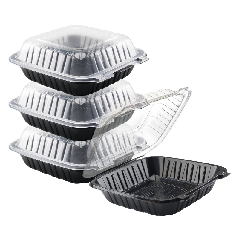 39oz. Dual Color Hinged Lid Plastic Container 8x8x2.8inches 801