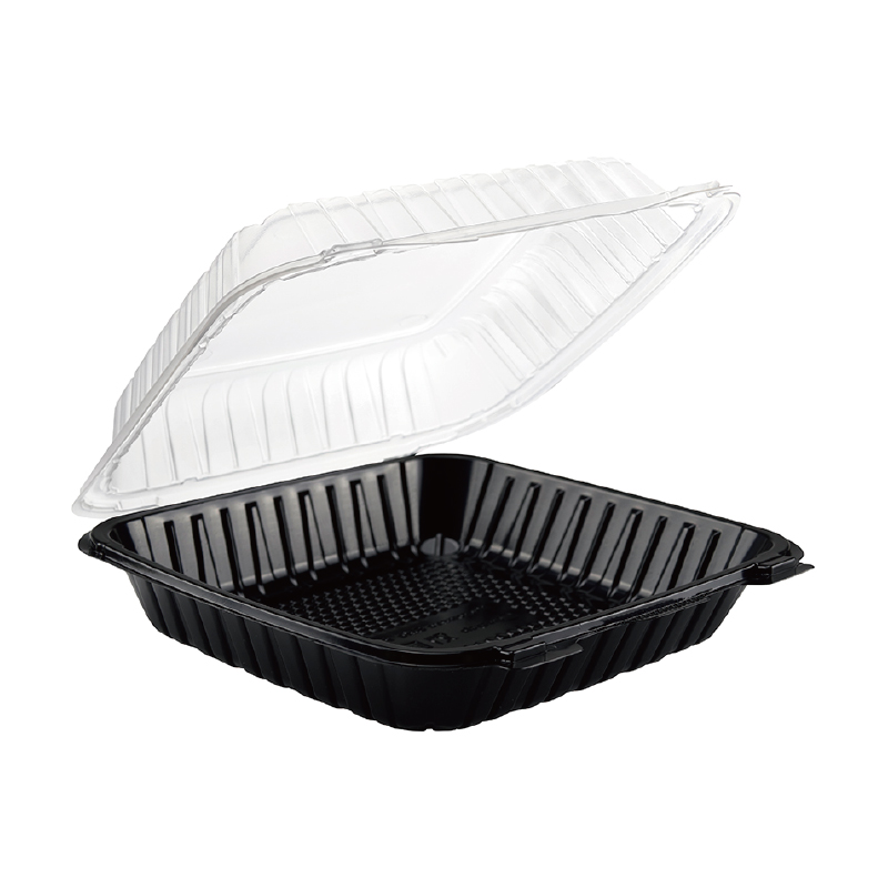 50oz.Dual Color Hinged Lid Plastic Container 9x9x2.8inches 901