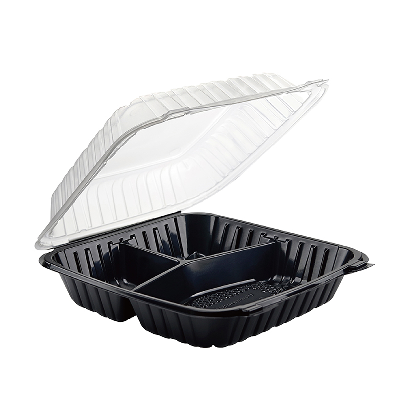 38oz.Dual Color Hinged Lid Plastic Container 9x9x2.8inches 903