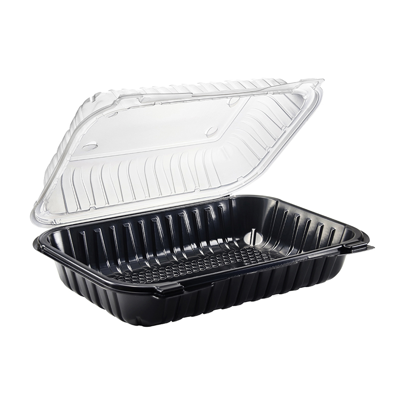 27oz.Dual Color Hinged Lid Plastic Container 9x6x2.6inches 963