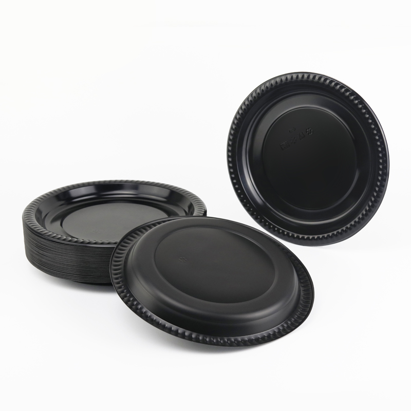 9 inch Round Black Disposable MFPP Plate Eco-friendly