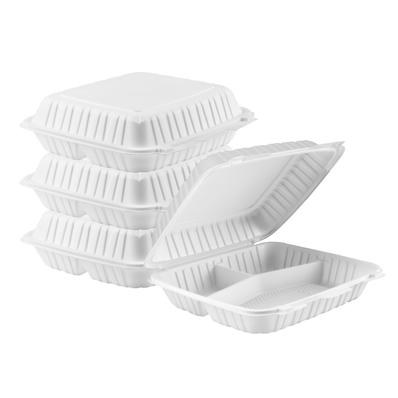 37oz.Mineral Filled PP White Hinge Container 10.5x9.5x2.8inches-150/case 1009-3c