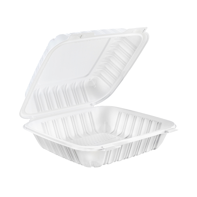 36oz.Mineral Filled PP White Hinge Container 8x8x3inches-150/case GZW81
