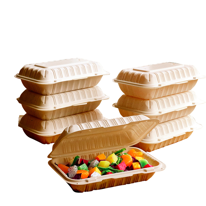 27oz.biodegradable Natural Hinge Container 8.5x5.7x2.7inches-150/case 206s