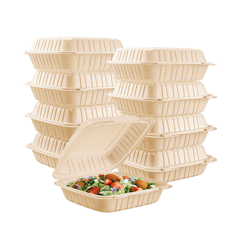 44oz.biodegradable Natural Hinge Container 8.5x8.5x3inches-150/case 853-1c
