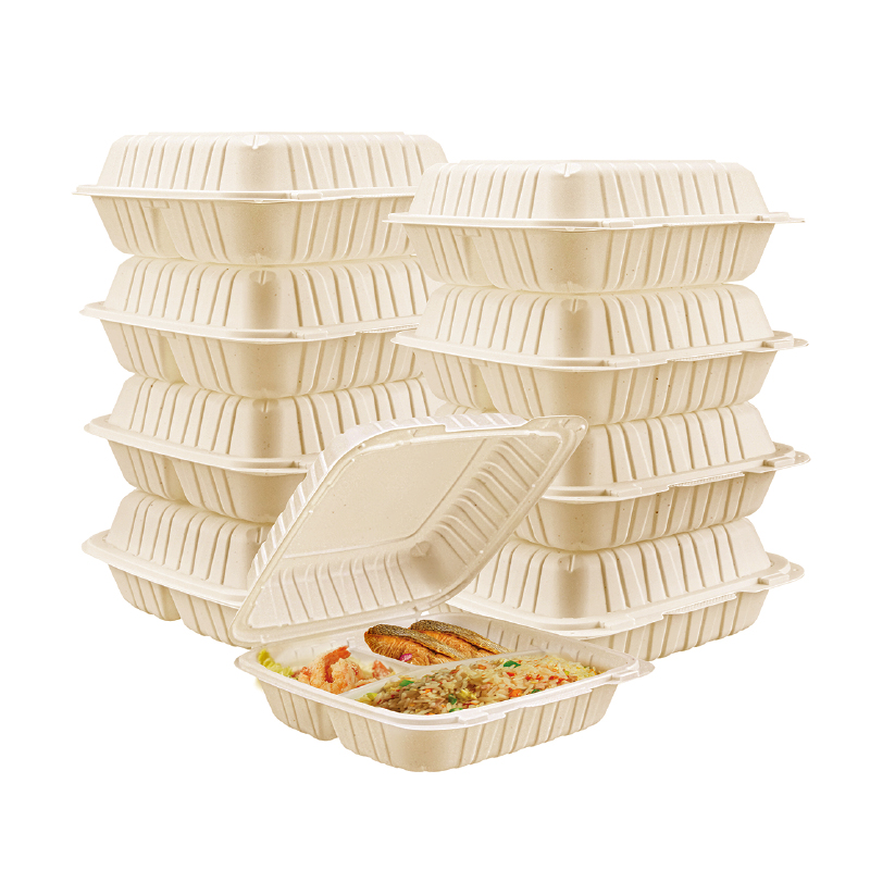 28oz.biodegradable Natural Hinge Container 8.5x8.5x3inches-150/case 853-3c