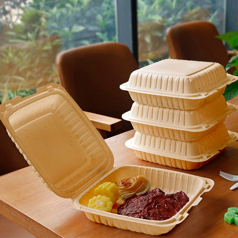 50oz.biodegradable Natural Hinge Container 9x9x2.8inches-150/case 901