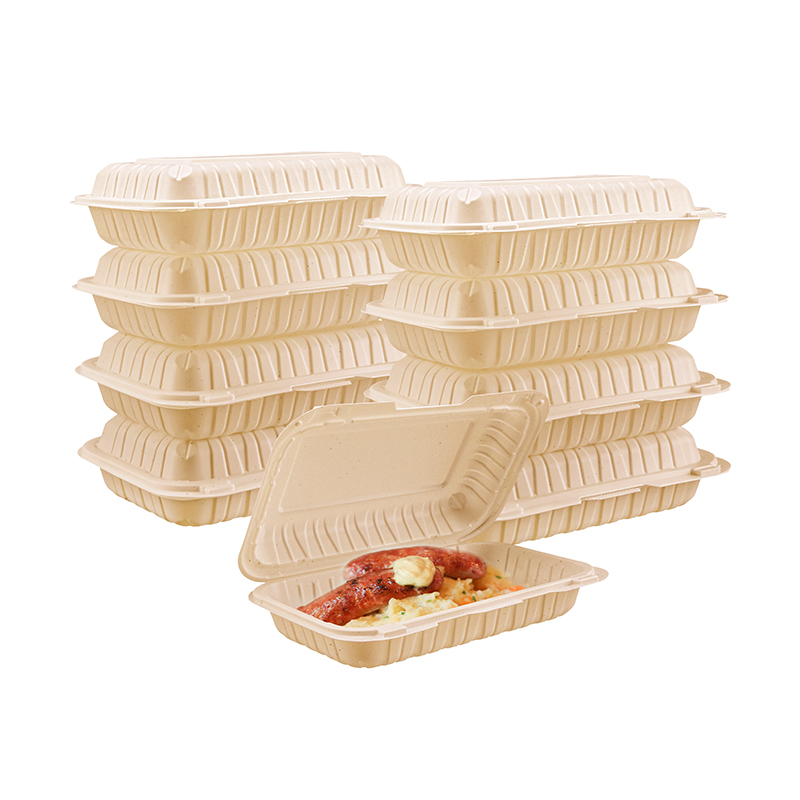 26oz.biodegradable Natural Hinge Container 9x6x2.25inches-150/case 962-1c