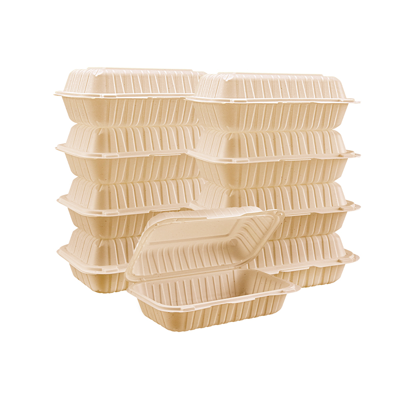 27oz.biodegradable Natural Hinge Container 9x6x2.6inches-150/case 963-1c