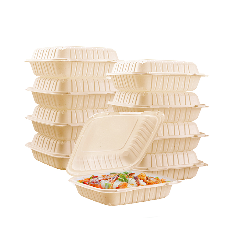 26oz.biodegradable Natural Hinge Container 8.5x5.5x2.7inches-150/case 7525-1c