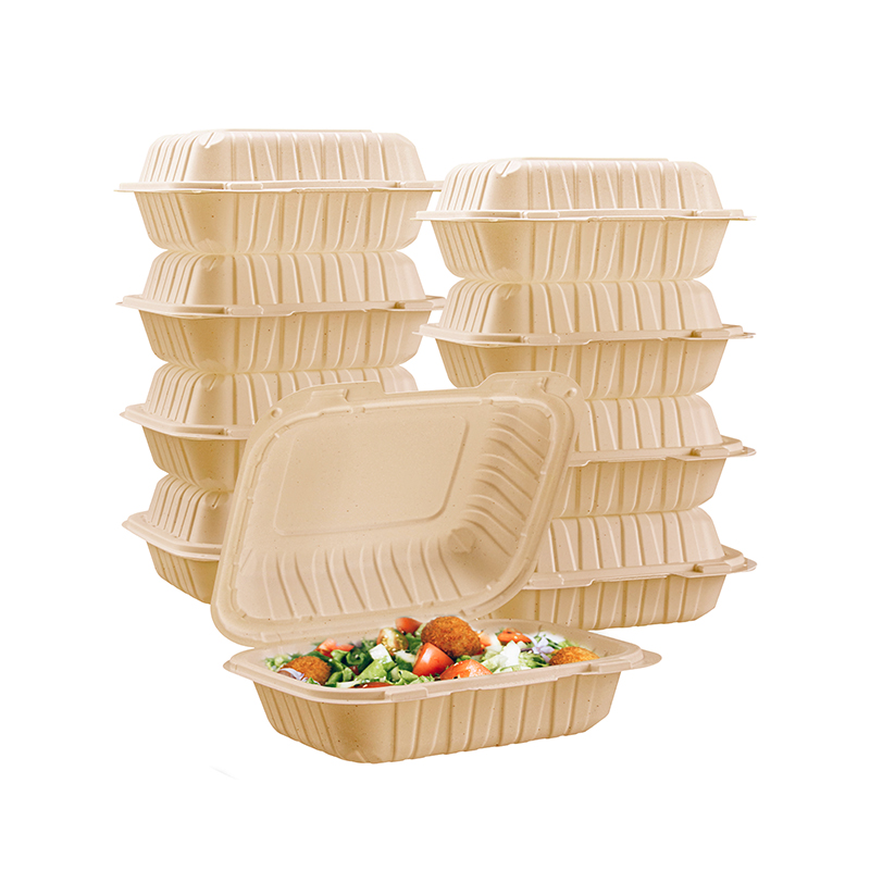 21oz.biodegradable Natural Hinge Container 7x6x2.6inches-150/case 7626-1c
