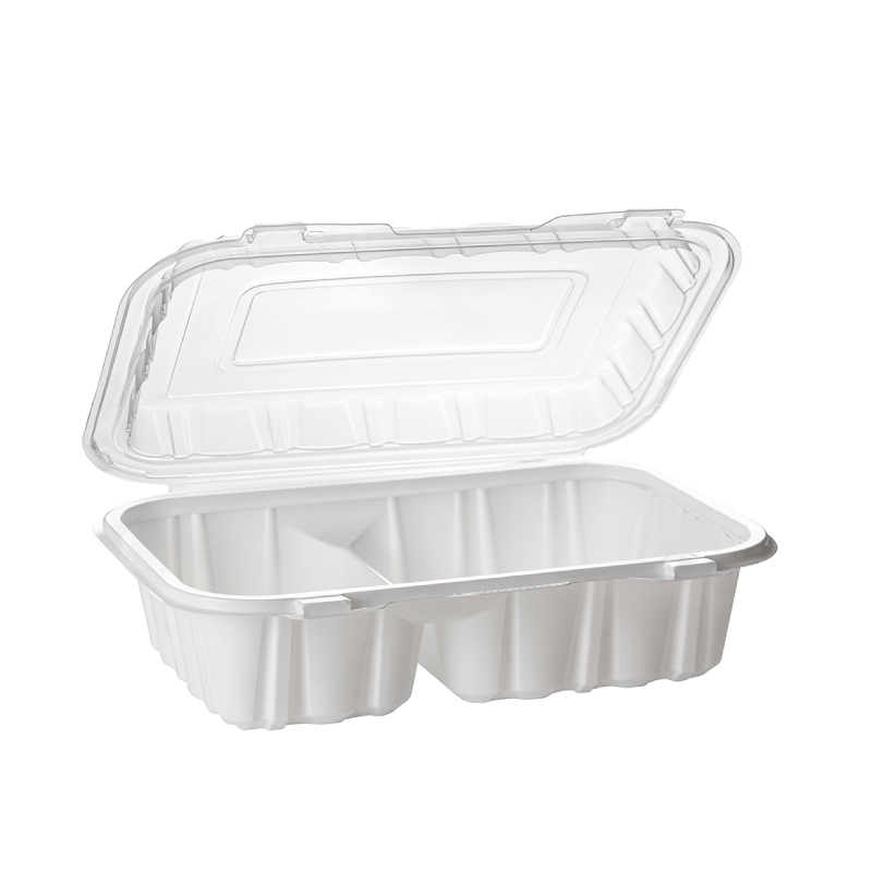 32oz.Dual Color Hinged Lid Plastic Container 9x6x2.6inches-200/case US 812