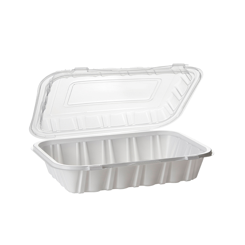 26oz.Dual Color Hinged Lid Plastic Container 8x6x2.4inches-200/case US 821
