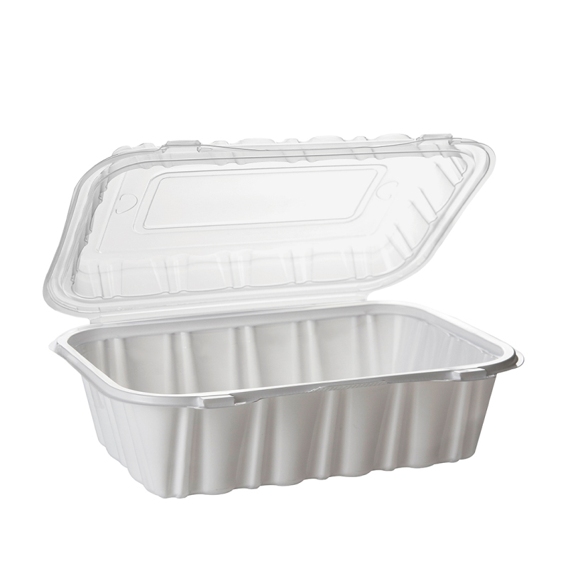 51oz.Dual Color Hinged Lid Plastic Container 9.5x7x3inches-200/case US 955