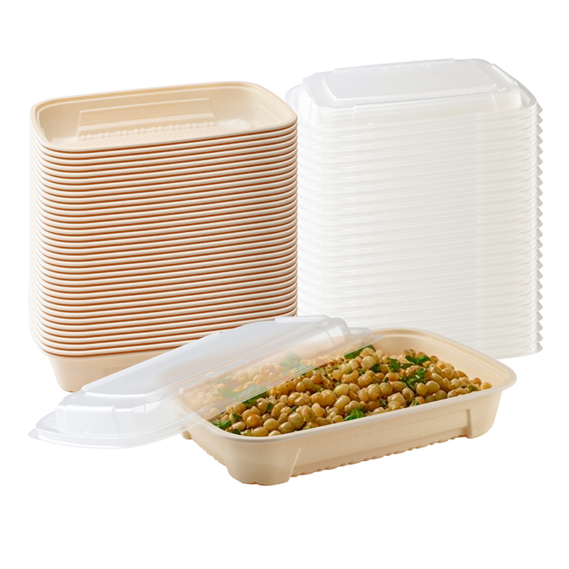 Biodegradable Natural 2-pieces Microwavable Container with Lid GZF-26