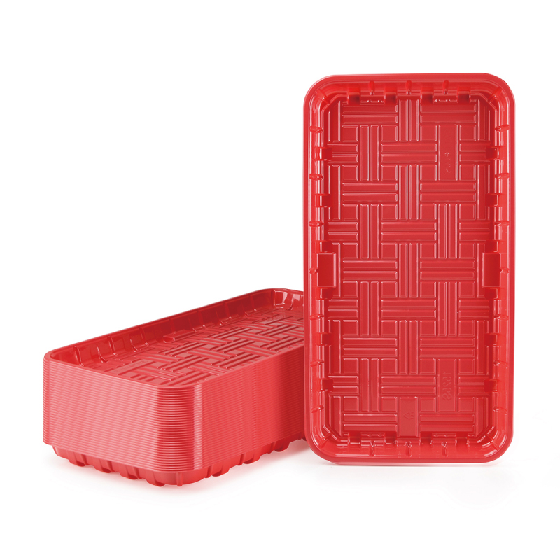 Disposable Pink PET Supermarket and processor trays 1525S
