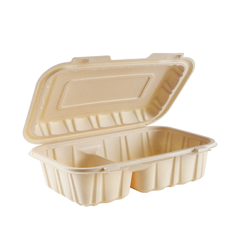 32oz.biodegradable Natural Hinge Container 9x6x2.6inches-200/case US 812
