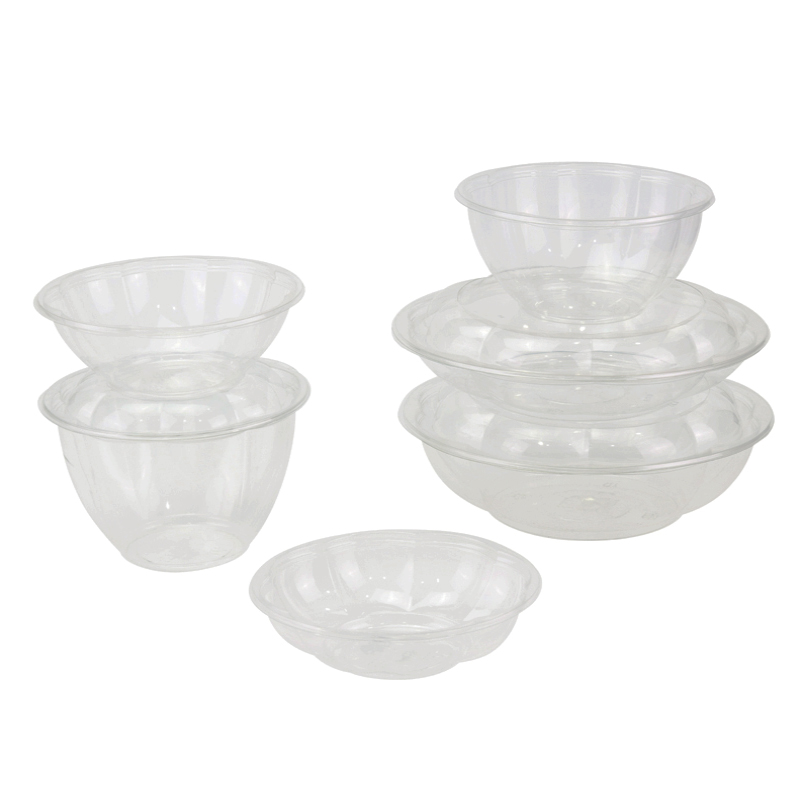 18/24/32/40/48/64 oz. Clear PET Plastic Bowl With Lid